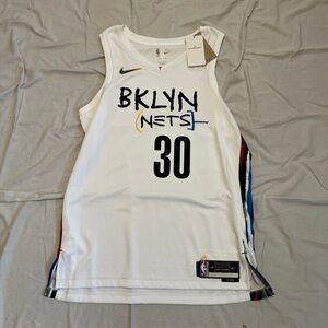 NIKE Brooklyn Nets Jersey Seth Curry #30 Large Mens White Black NBA City Edition